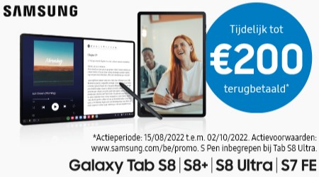 Samsung - Tot €200 cashback Galaxy Tab S8 series S